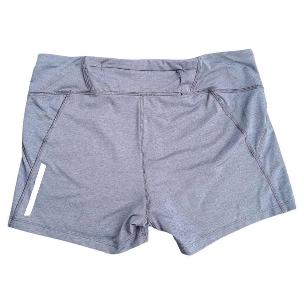 Salomon Womens XL Gray Heathered Running Shorts Zippered Back Pocket Reflective